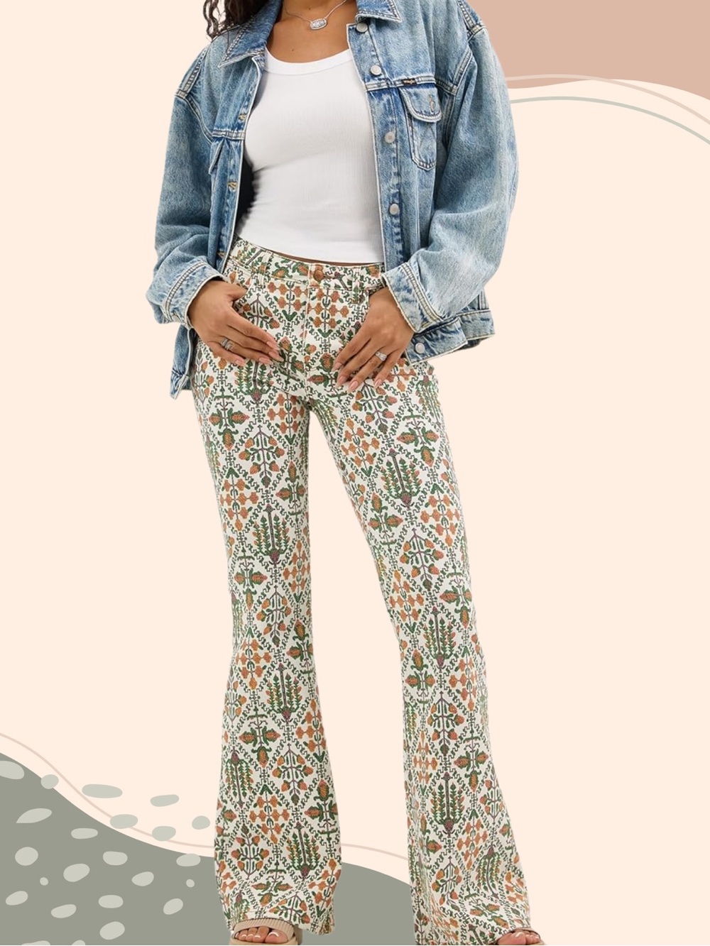 Wrangler Bohemian High Rise Fierce Flare denim Jeans Vintage Garden print Sz 12